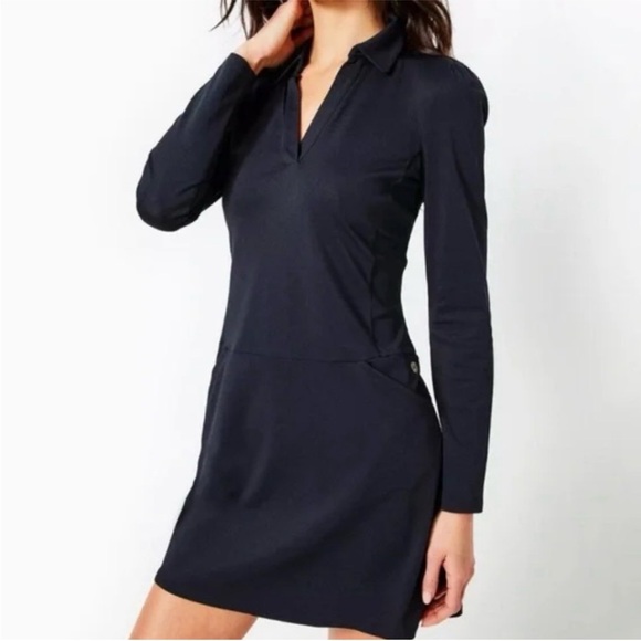 Lilly Pulitzer Dresses & Skirts - Lilly Pulitzer Brickell Dress UPF 50+ Black Collared Long Sleeve Size XL. New